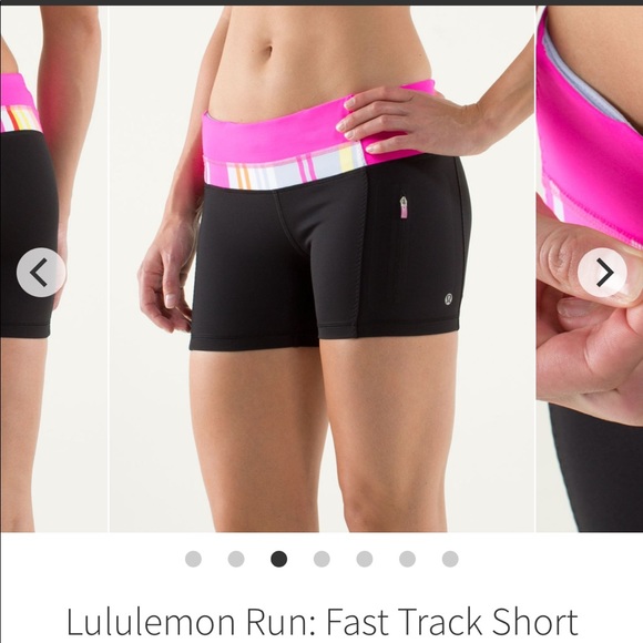 Size 2 Black Lululemon Fast Track Running Shorts with Raspberry Glo Waist - Picture 2 of 16